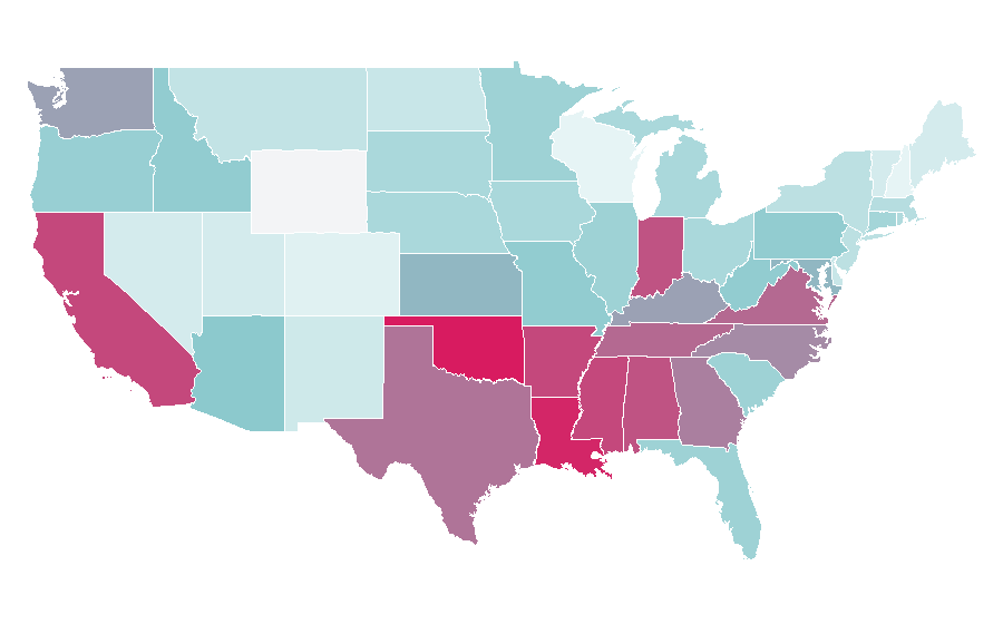 Afinidad por región — Theology, Estados Unidos
