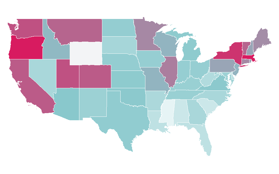 Affinity by region — There Will Be Blood, United States