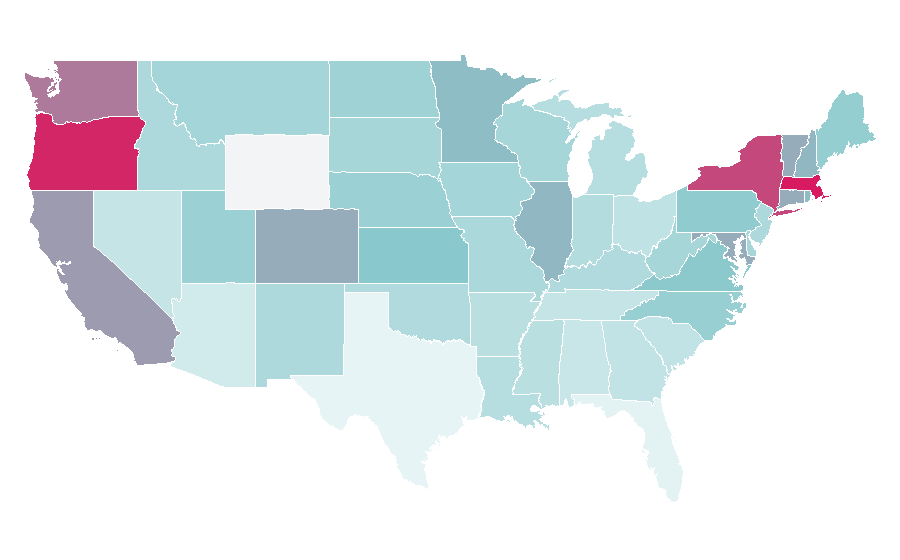 Affinity by region — Third-wave feminism, United States