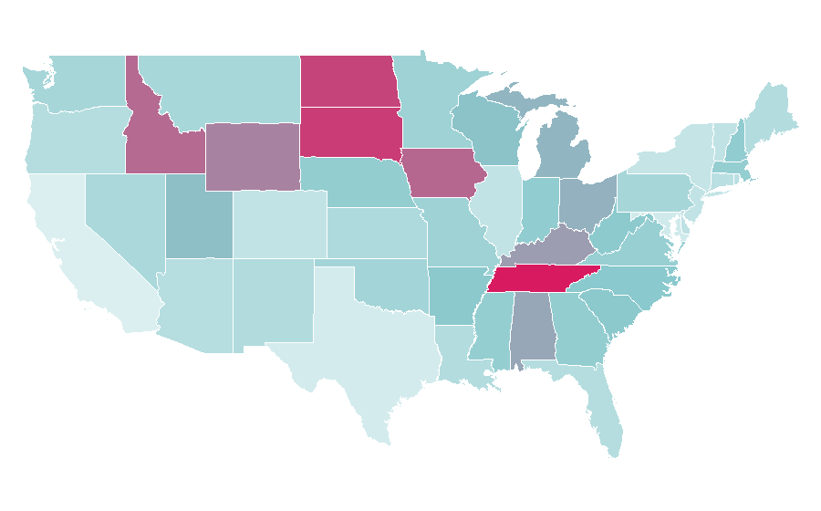 Affinity by region — Thomas Rhett, United States