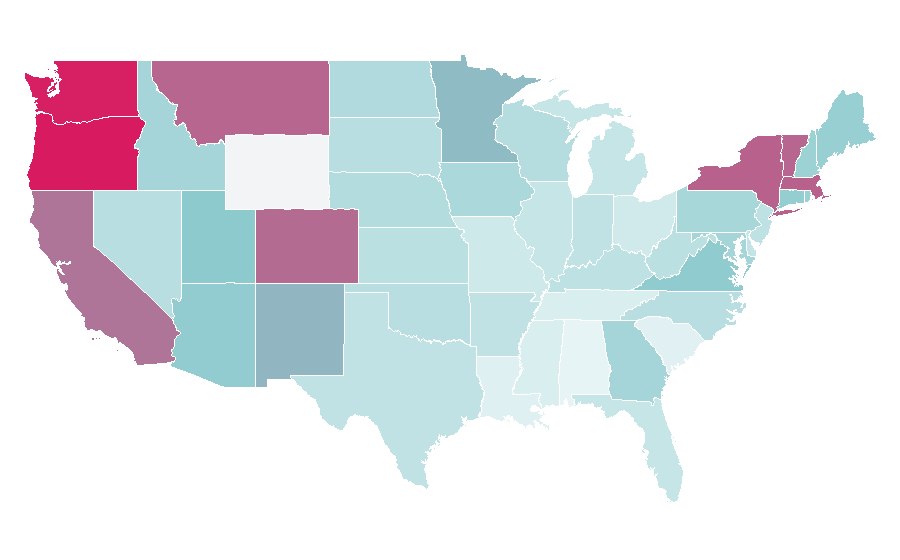 Affinity by region — Tibetan Buddhism, United States