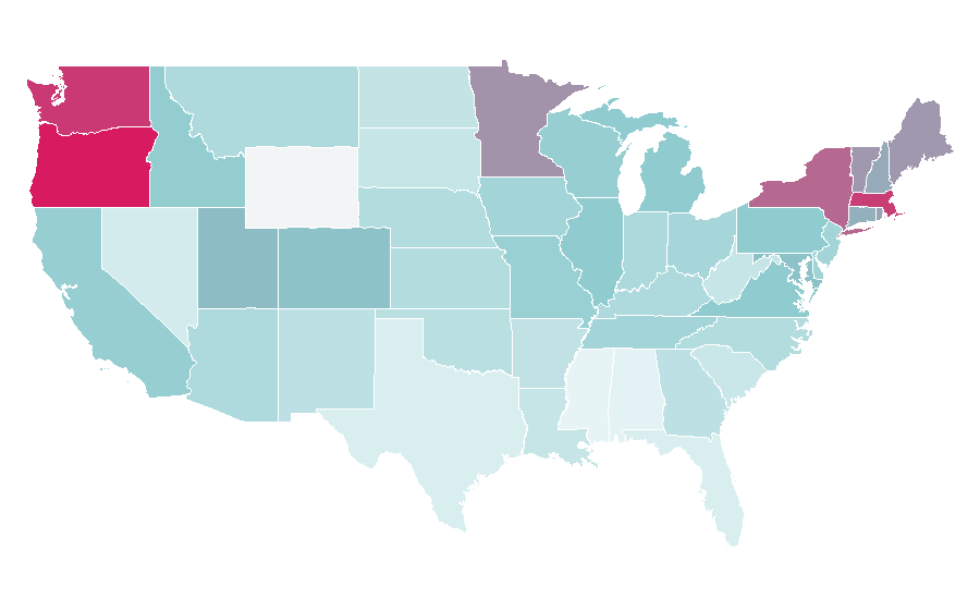Affinity by region — Tim Gunn, United States