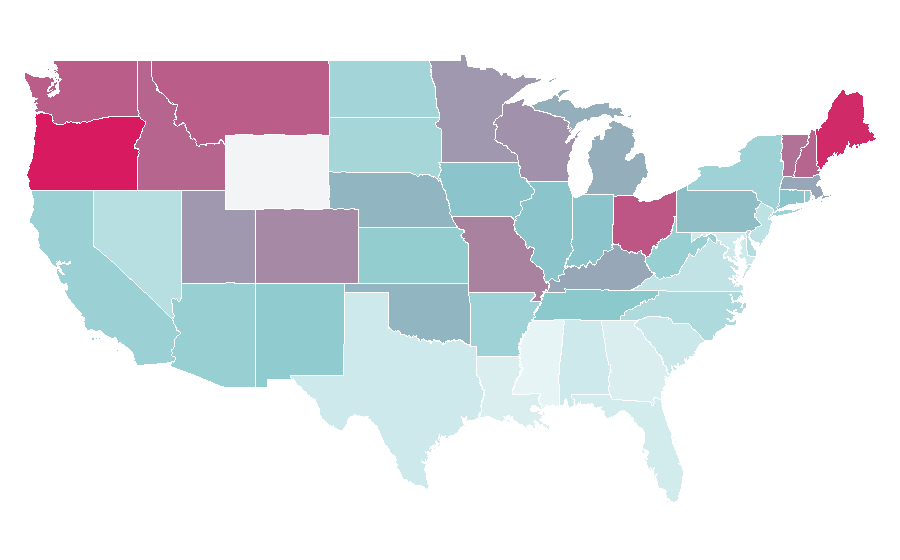Affinity by region — Tim Robbins, United States