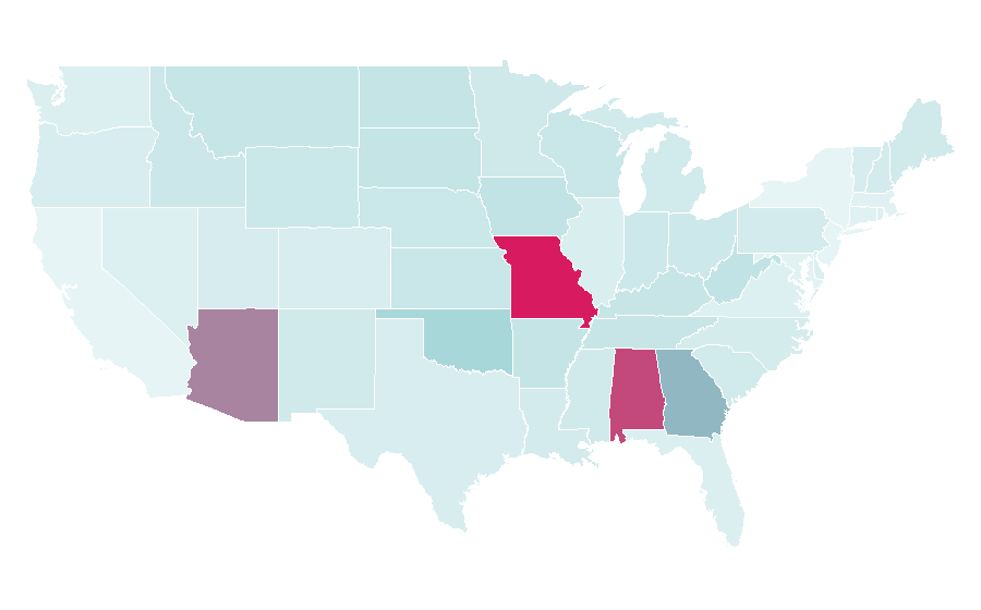 Affinity by region — Toby Keith, United States