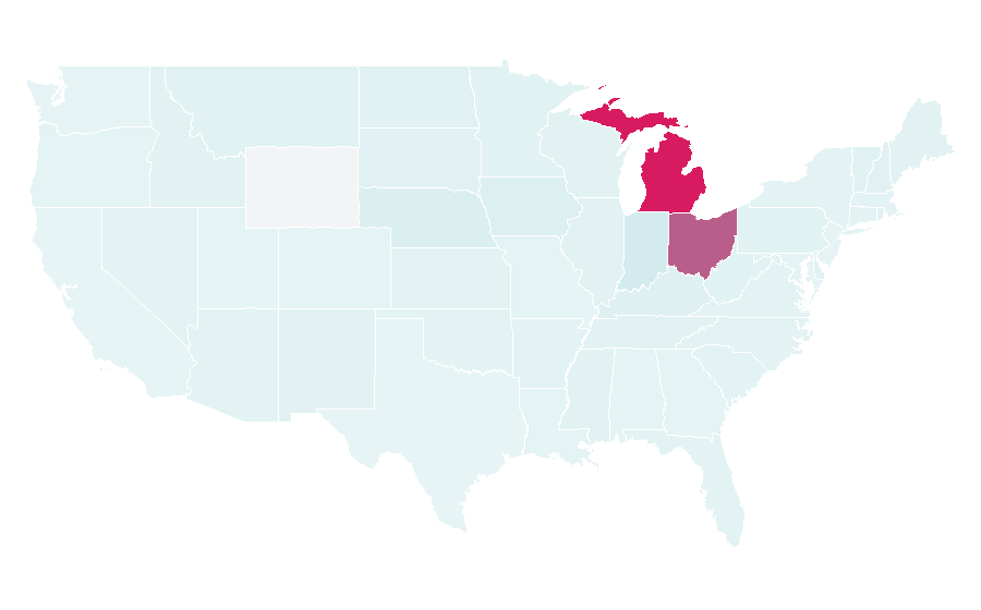Affinity by region — Toledo Mud Hens, United States