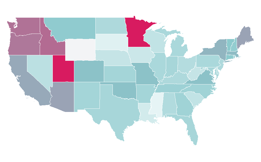 Affinity by region — Tom Hiddleston, United States