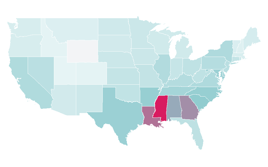 Affinity by region — Toothache, United States