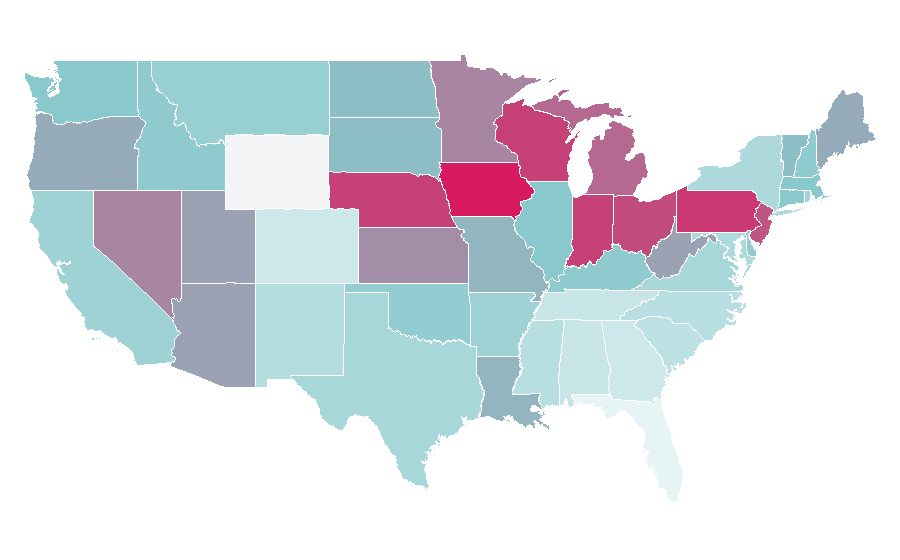Affinity by region — tootsie pops, United States