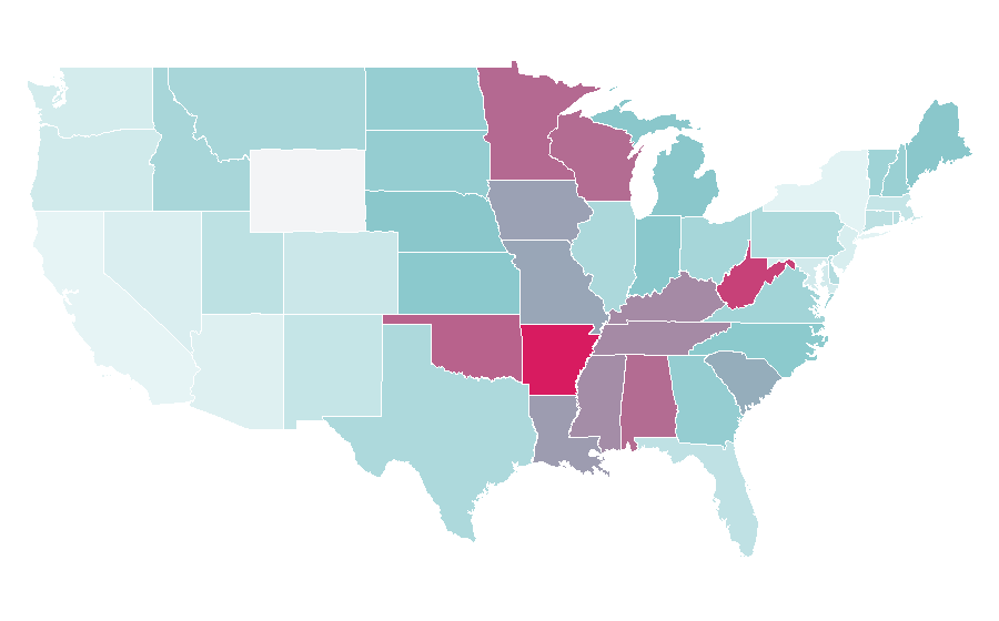Affinity by region — Topwater fishing lure, United States
