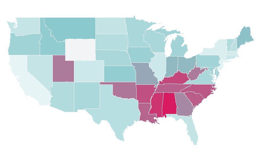 Affinity by region — Touched by an Angel, United States