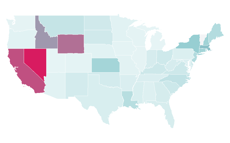 Afinidad por región — Town, Estados Unidos