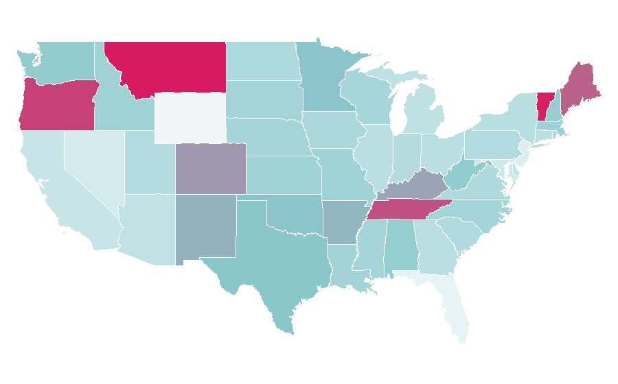Affinity by region — Townes Van Zandt, United States