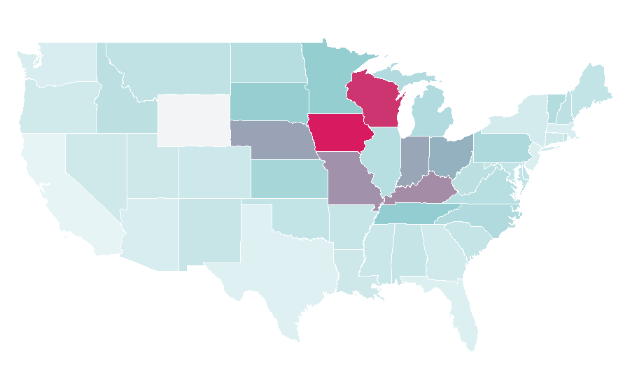 Affinity by region — Tractor pulling, United States