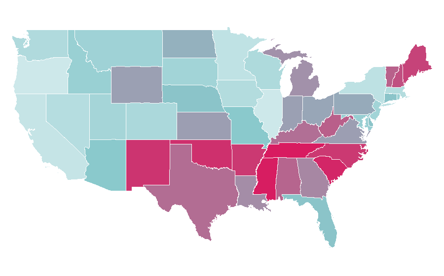 Affiniteit per regio — Tractor Supply Company, Verenigde Staten