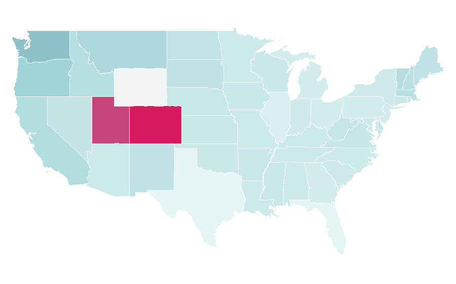 Affinity by region — Traditional climbing, United States