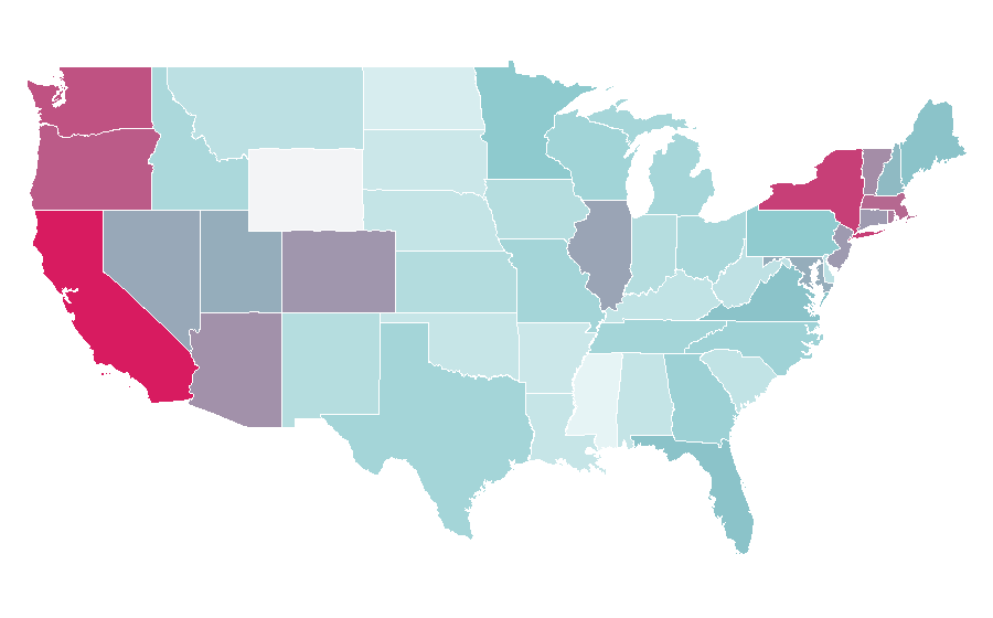 Affinity by region — Transcendental Meditation, United States