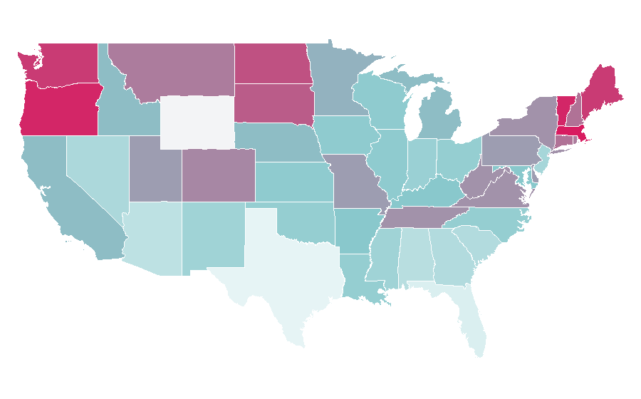 Afinidad por región — Transgenderism, Estados Unidos