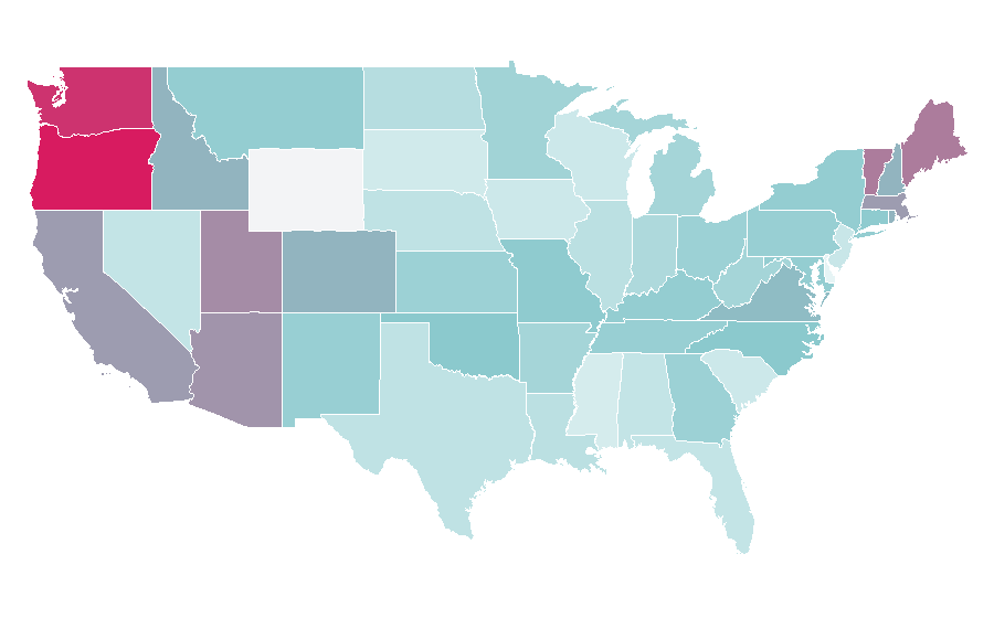 Affinity by region — Transhumanism, United States