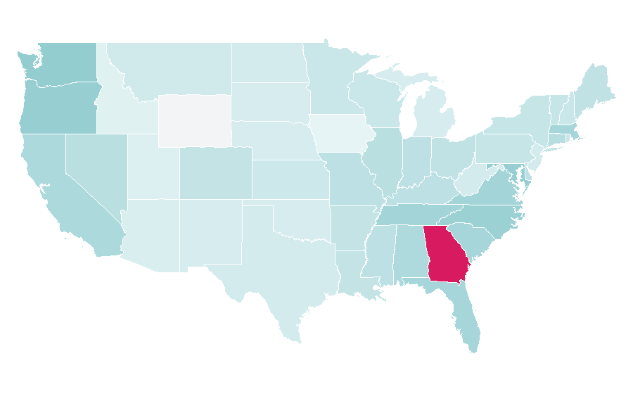 Affinity by region — Trap (music), United States