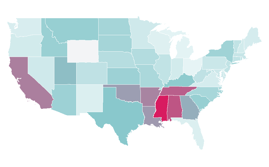 Affinity by region — Trucker hat, United States