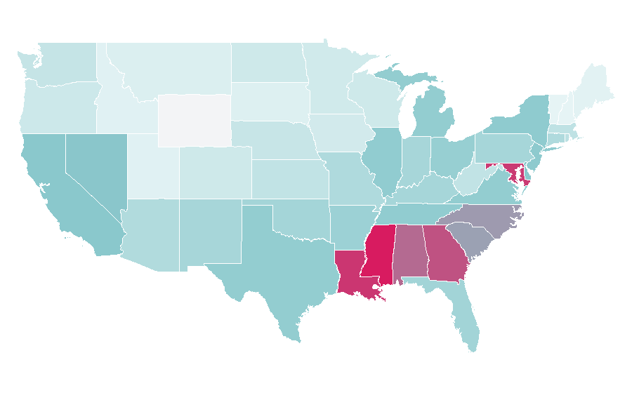 Affinity by region — Tupac Shakur, United States