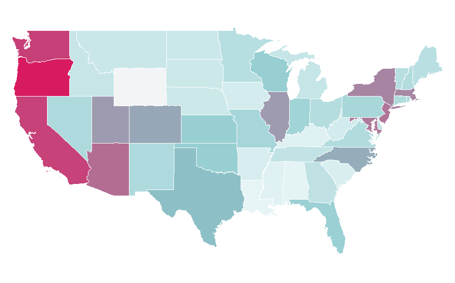 Affinity by region — Two Door Cinema Club, United States