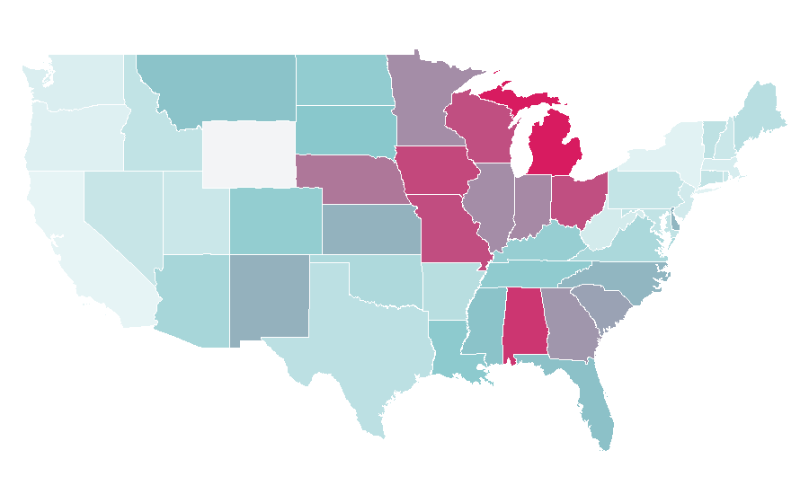 Affinity by region — Two Men and a Truck, United States