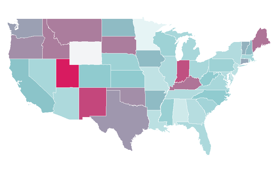 Affinity by region — Tyrannosaurus, United States