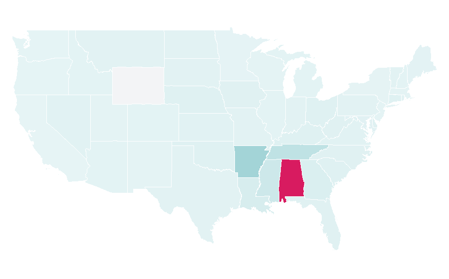 Affinity by region — UAB Blazers football, United States
