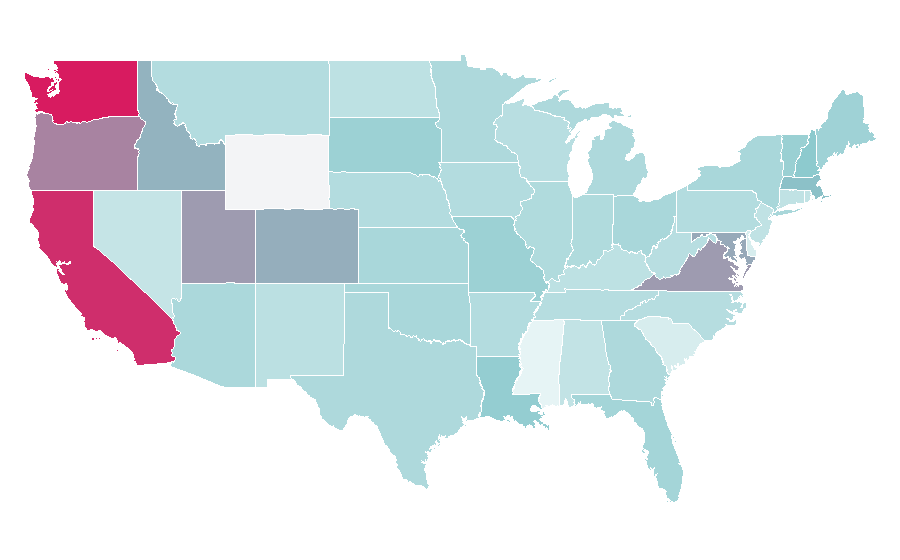 Affinity by region — Ubuntu (operating system), United States