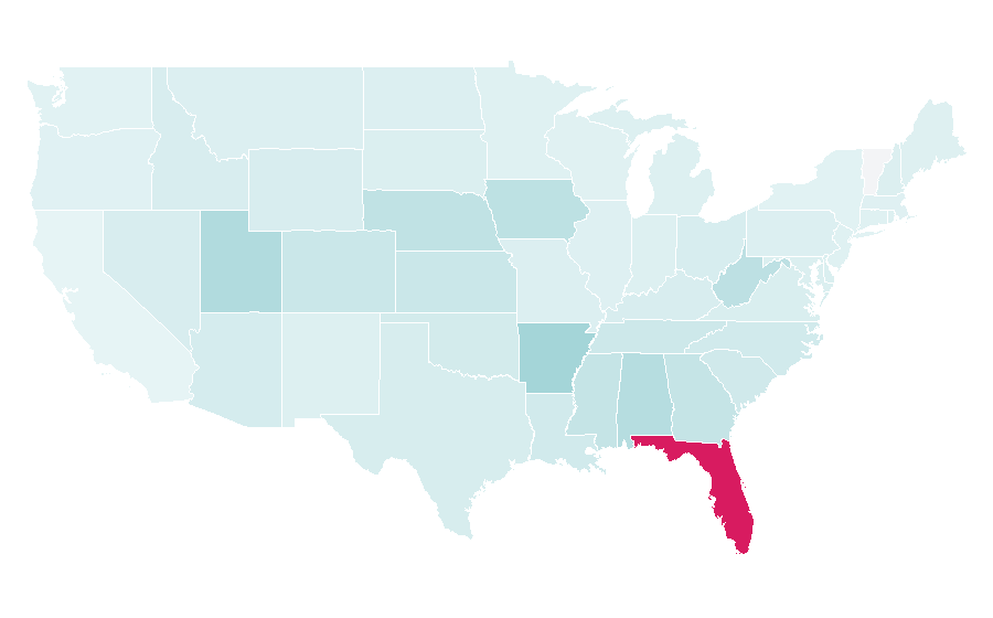 Affinity by region — UCF Knights football, United States