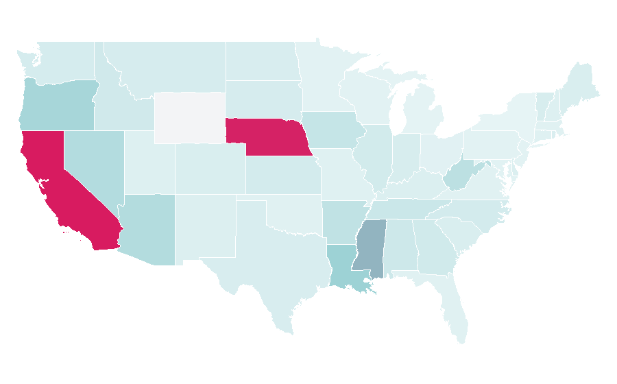 Affinity by region — UCLA Bruins baseball, United States
