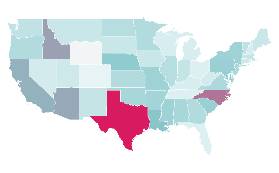 Affinity by region — Undergraduate degree, United States