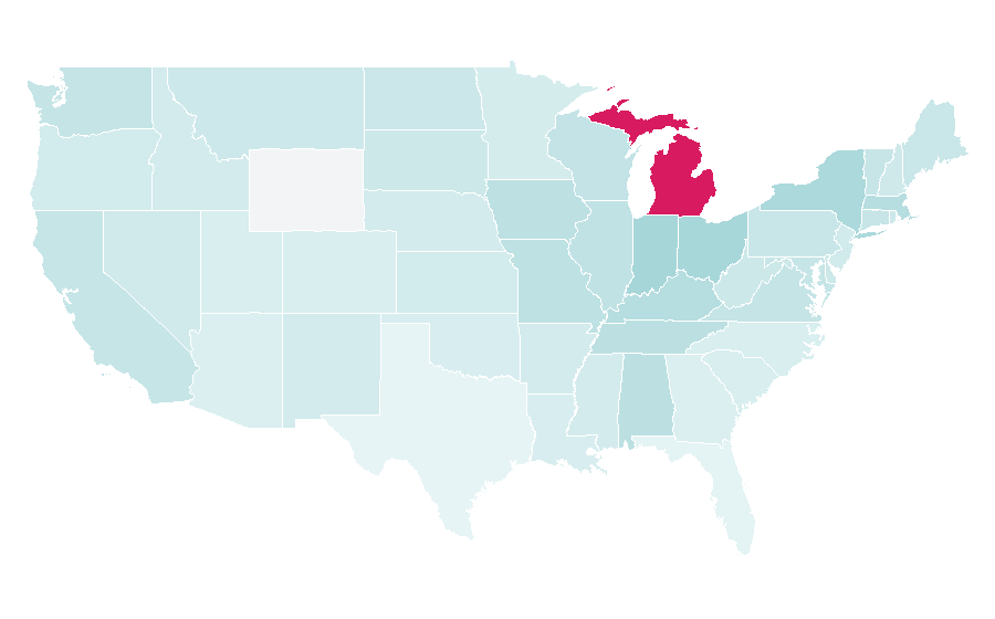 Affinity by region — United Automobile Workers, United States