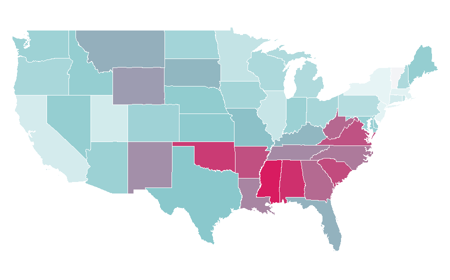 Affinity by region — United States Department of Veterans Affairs, United States