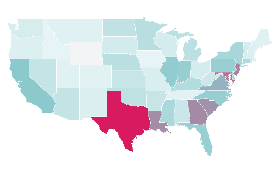 Affinité par région — Urban area, États-Unis