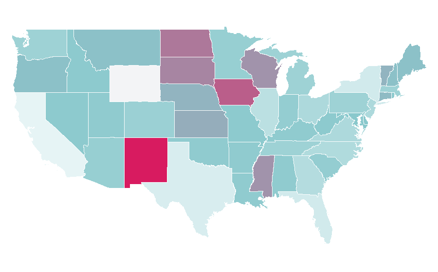 Affinity by region — USA Indoor Track and Field Championships, United States