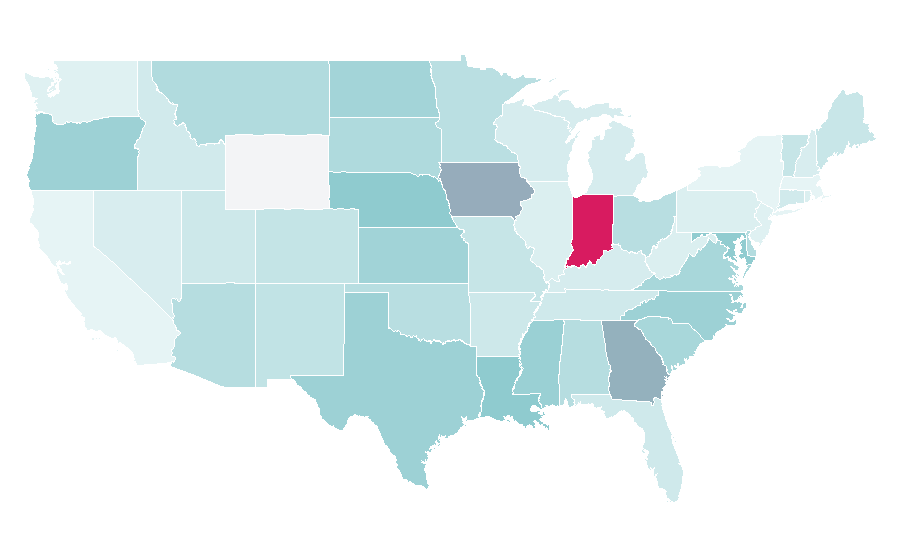 Affinity by region — USA Track & Field, United States
