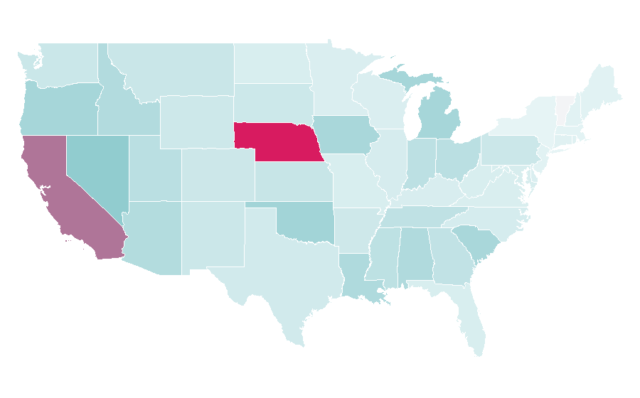 Affinity by region — USC Trojans football, United States