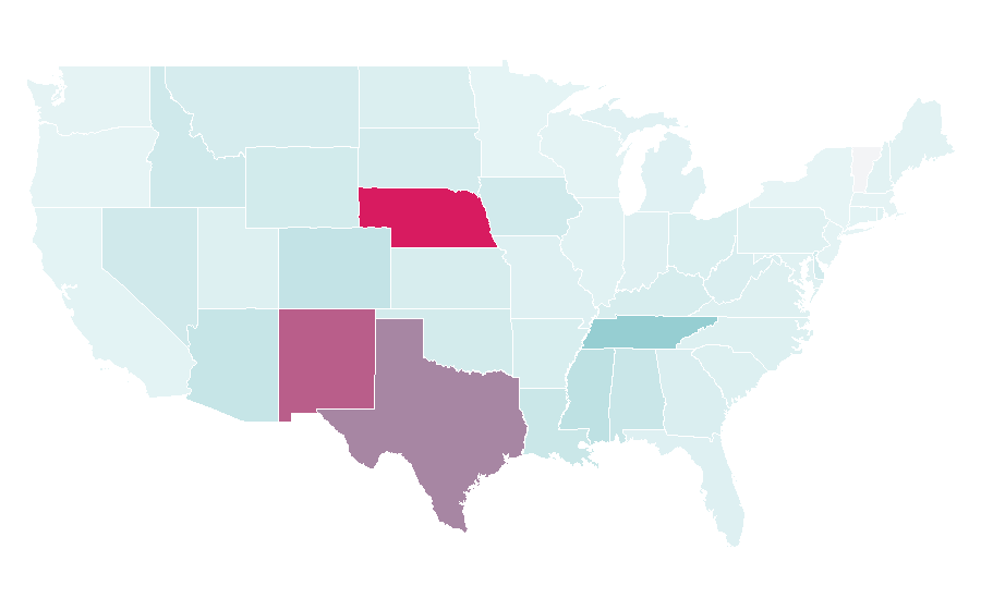 Affinity by region — UTEP Miners football, United States