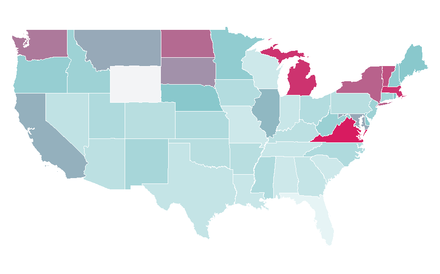 Affinity by region — Varieties of Arabic, United States