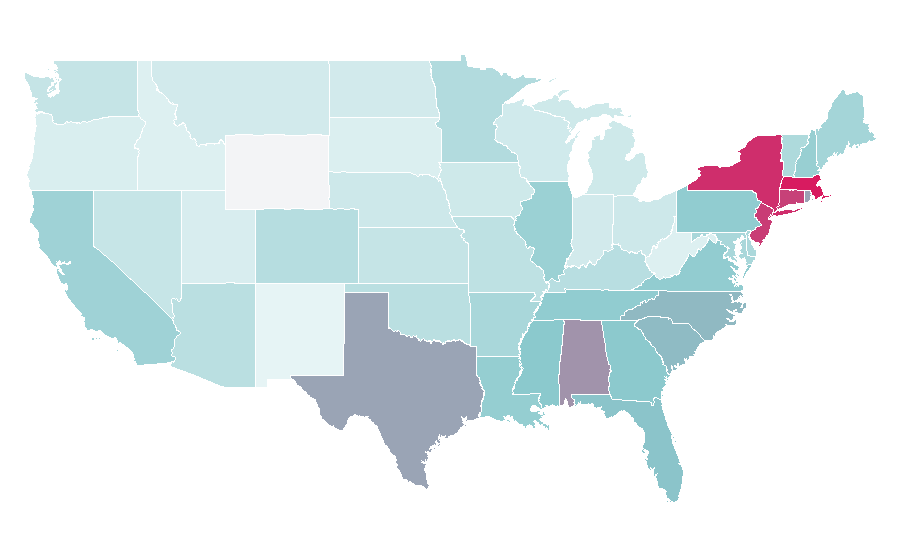 Affinity by region — Veja Sneakers, United States