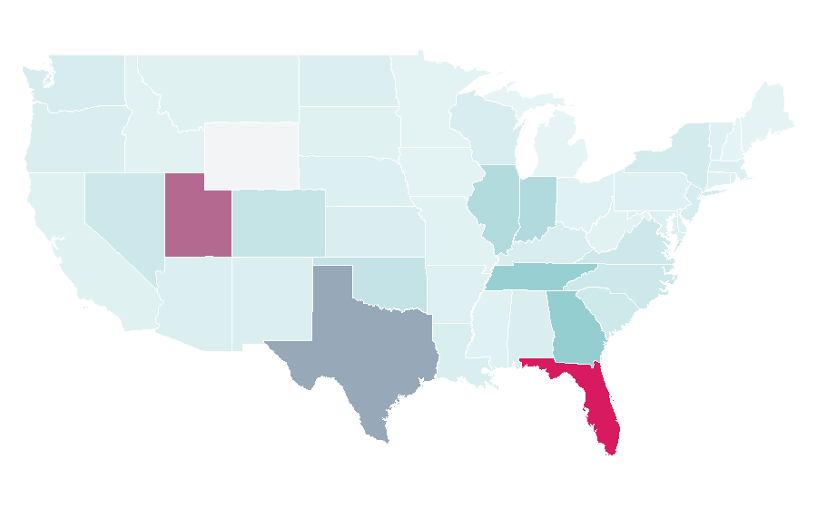 Affinity by region — Venezuelan cuisine, United States