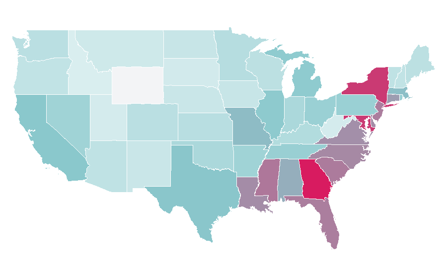 Affinity by region — Venus Williams, United States