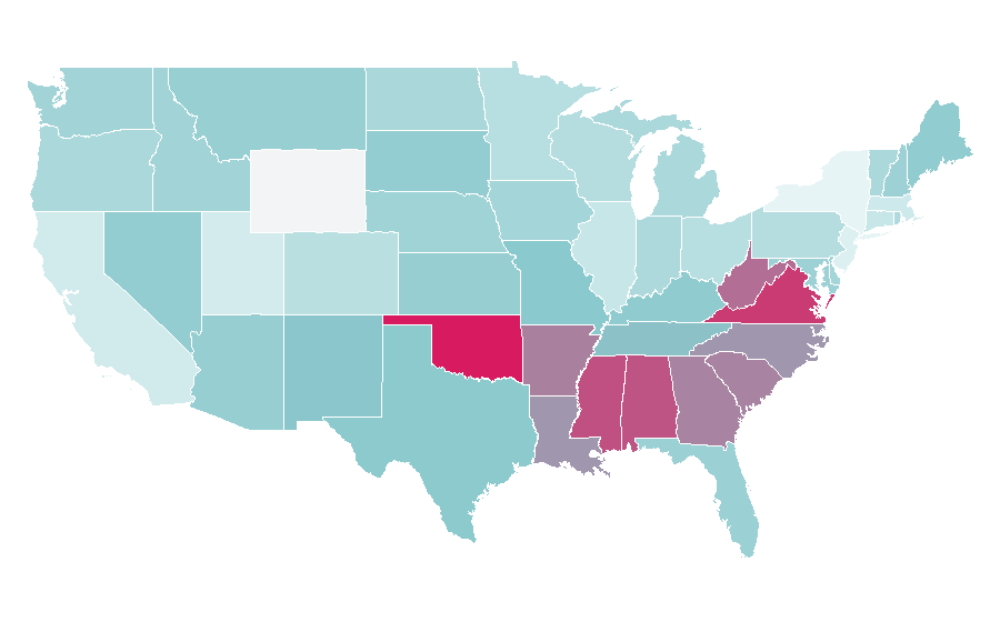Affinity by region — Veterans' benefits, United States