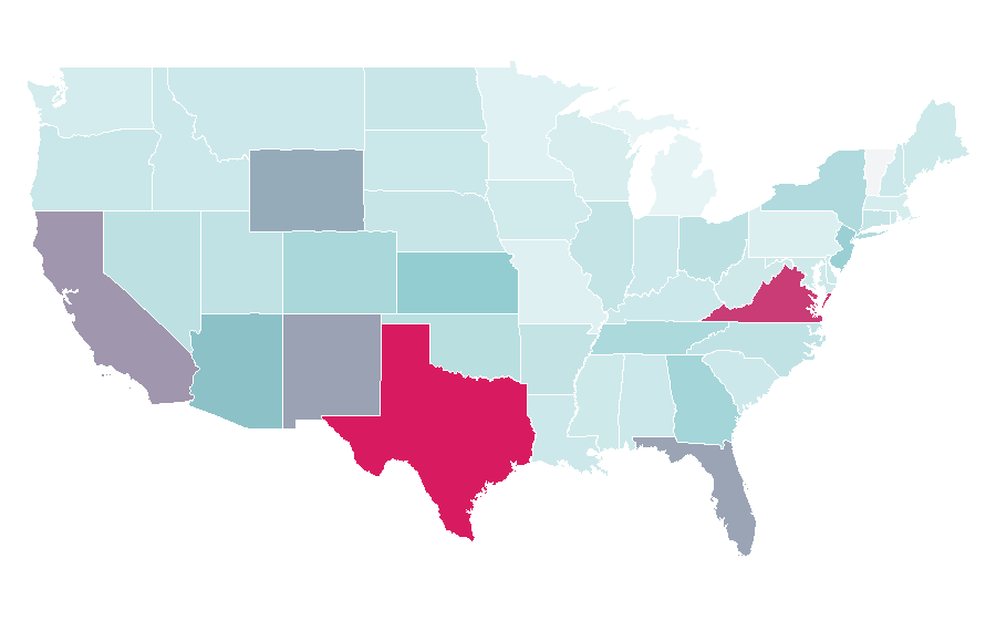 Affinity by region — veterinaria, United States