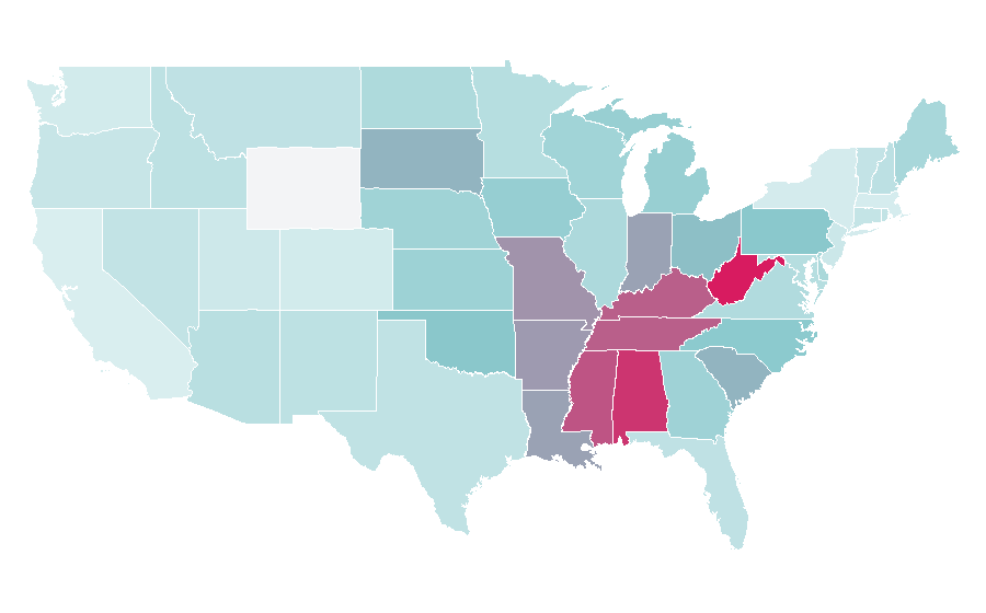 Affinity by region — Vicki Lawrence, United States