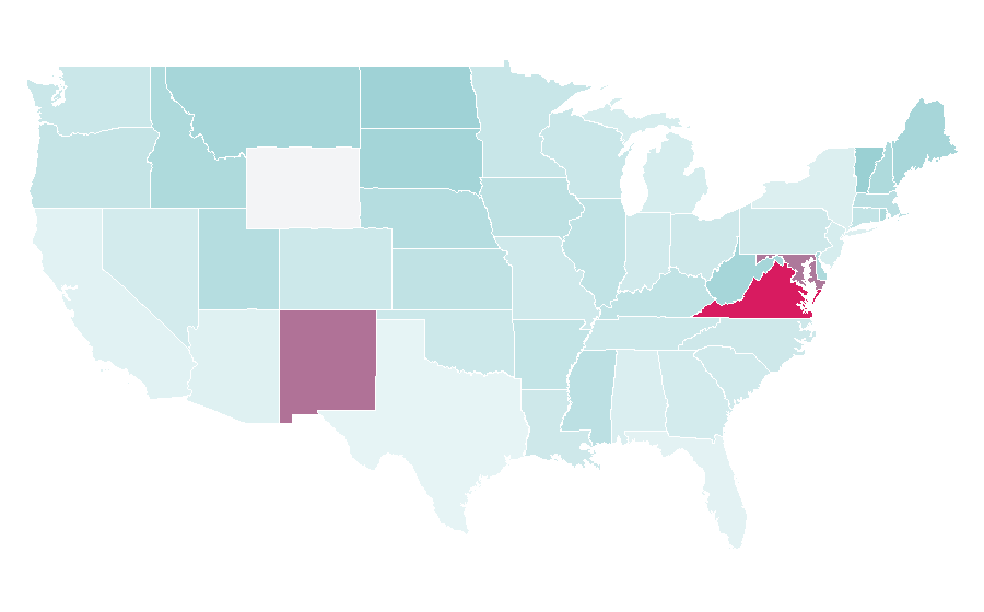 Affinity by region — Vietnam Veterans Memorial, United States