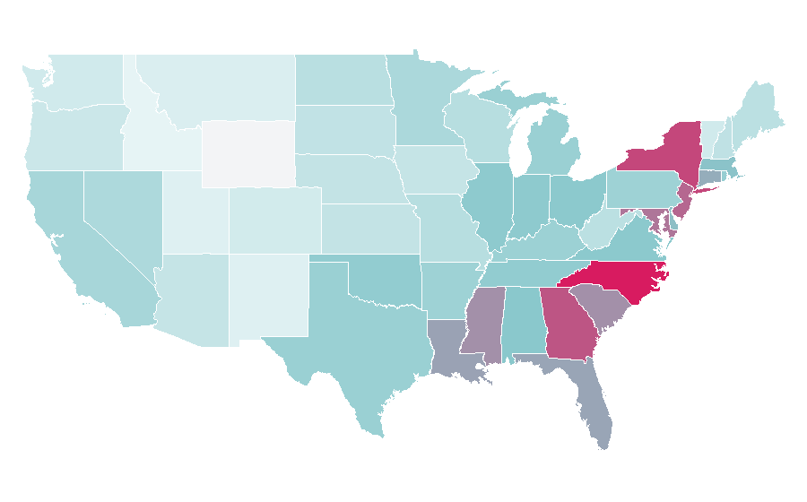Affinity by region — Vince Carter, United States