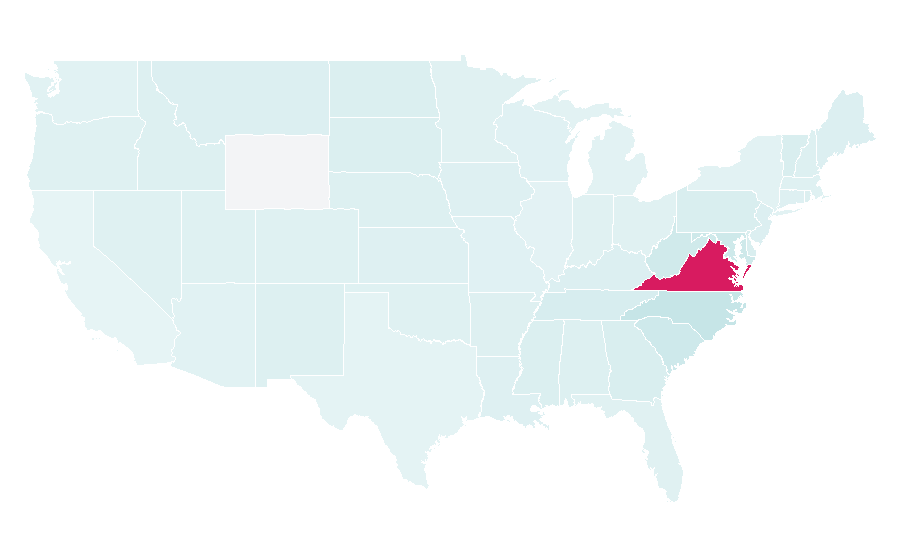 Affinity by region — Virginia Tech Hokies, United States